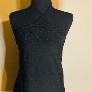 Black Shimmer Halter Dress with Side Split